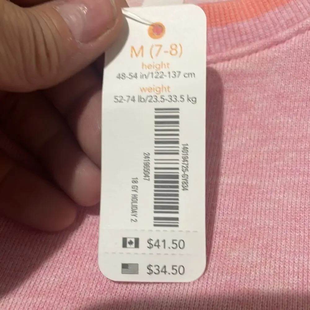 Gymboree medium 7/8 pink sweatshirt dress pockets mini 3/4 sleeves nwt perfect